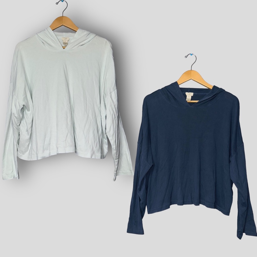 J.Jill Vintage Lot of 2 Lightweight Cotton Hoodies in Navy & Light Blue …